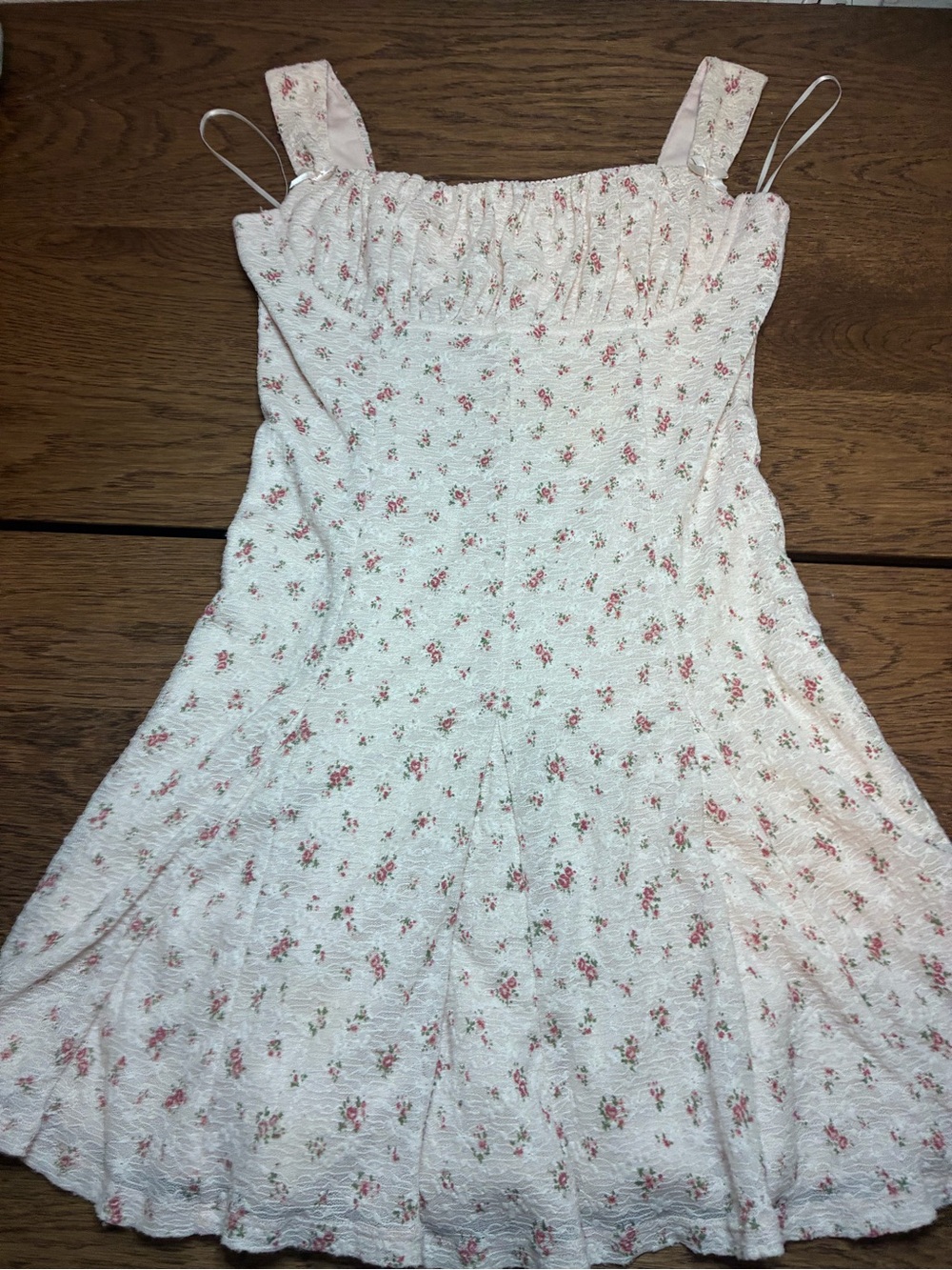 Bear Dance Cream Floral Sundress with Pink Rose Print